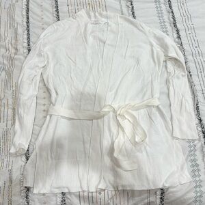 Gap white belted long cardigan